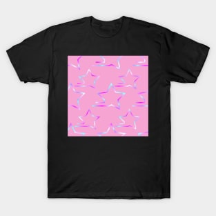 Fast Stars Magenta and Blue on Pink Repeat 5748 T-Shirt